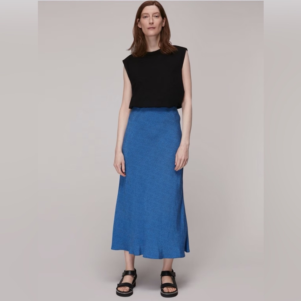 WHISTLES Blue Animal Fleck Print Bias Skirt Midi Size US 4